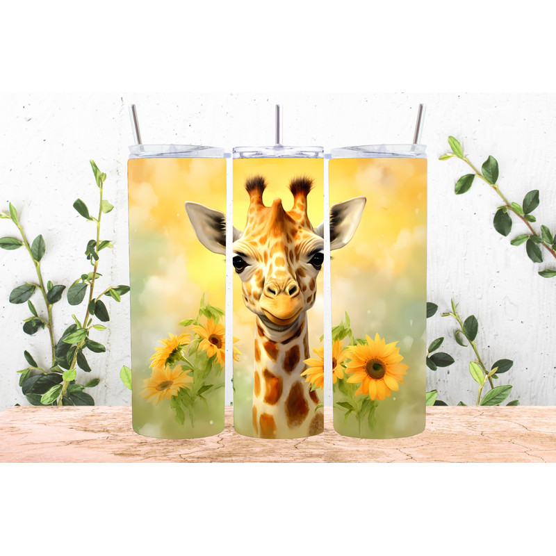 Baby Giraffe Sunflowers Tumbler Wrap.png