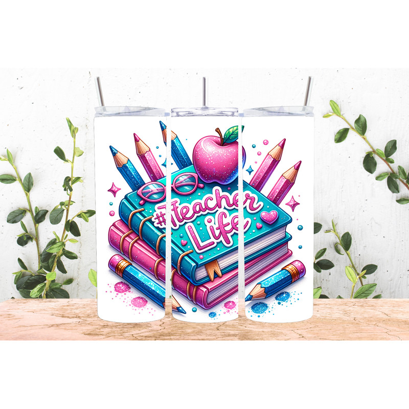 Teacher Life Books Pencils Tumbler Wrap.png