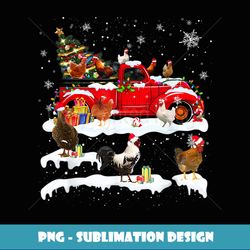 Merry Xmas Chicken Santa Hat Christmas Tree Truck Lights - Aesthetic Sublimation Digital File