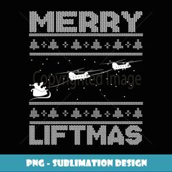 Merry Liftmas Chinook Helicopter Ugly Christmas Chinook - PNG Sublimation Digital Download