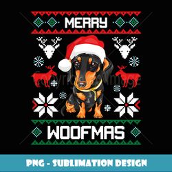Dachshund Merry Woofmas Christmas Doxie - Unique Sublimation PNG Download