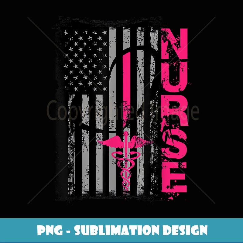 Patriotic Nurse Flag Graduating School RN Nurse - High-Resolution PNG Sublimation File