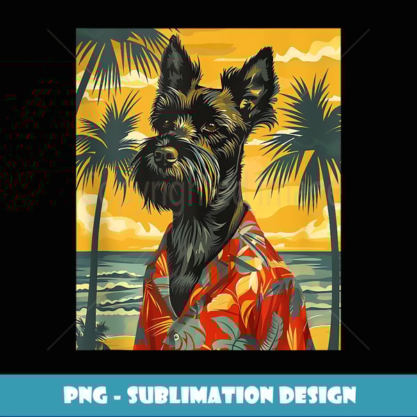 Retro Scottish Terrier Dog Beach Summer - Digital Sublimation Download File