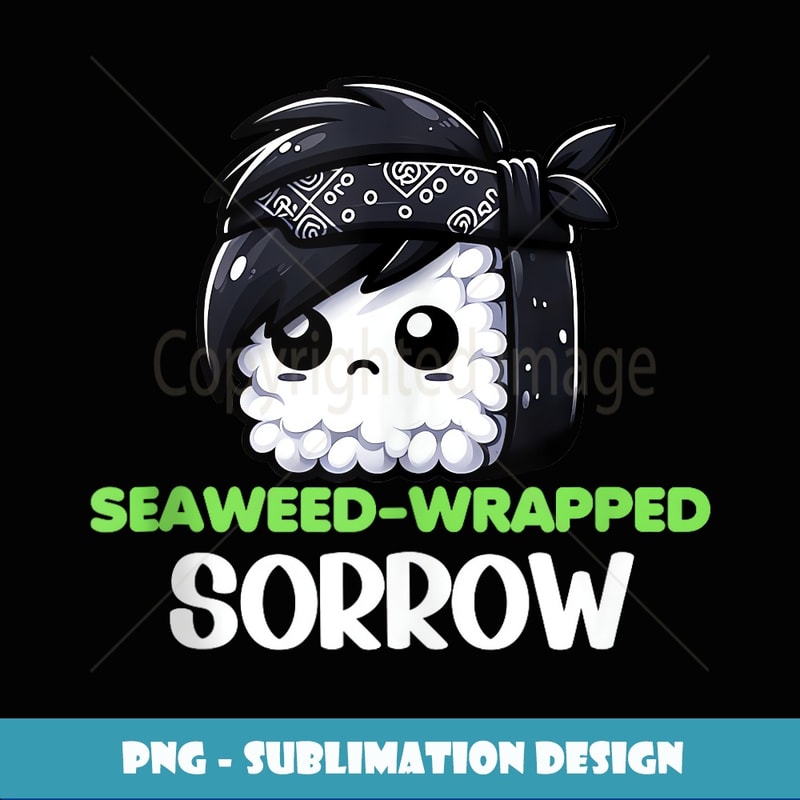 Kawaii Anime Funny Sarcastic Sushi Cat Kids - PNG Transparent Digital Download File for Sublimation