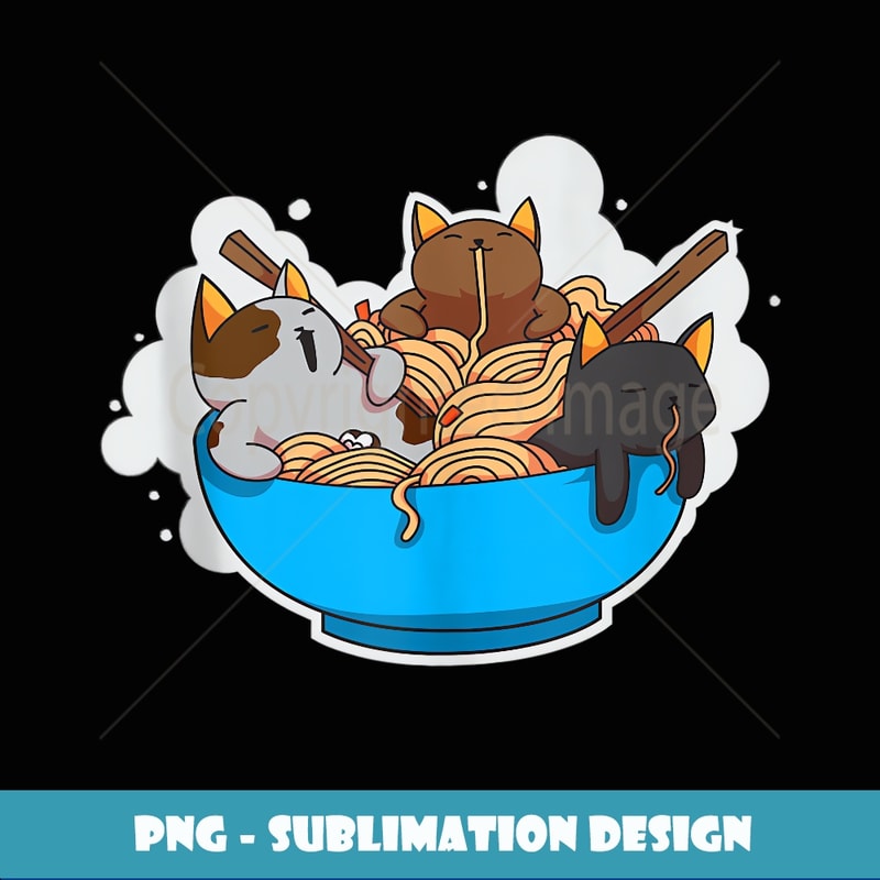 Ramen Anime Kawaii Cat Cats Kitten Noodles - Aesthetic Sublimation Digital File