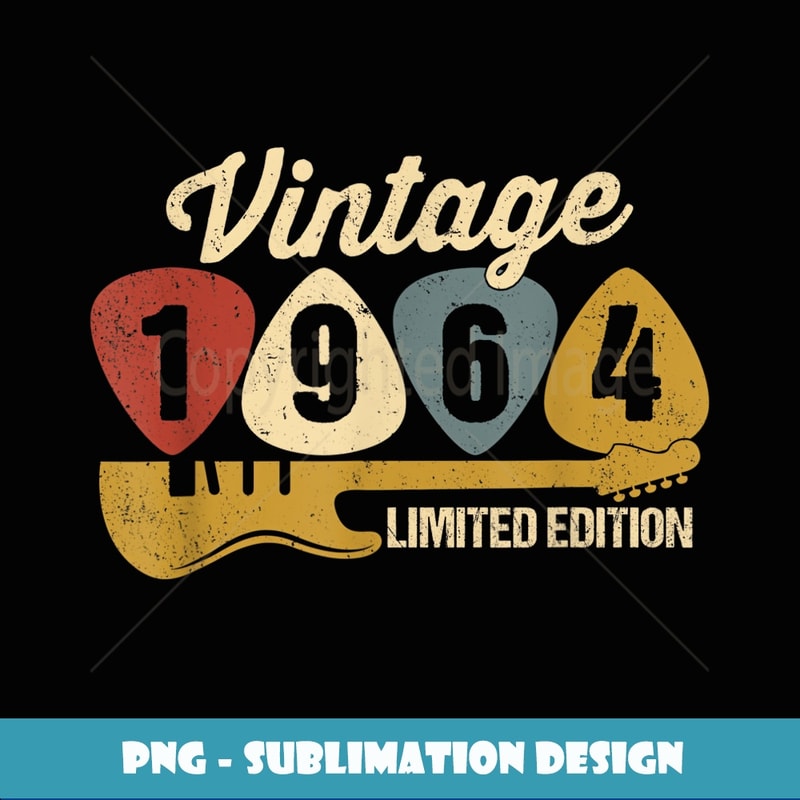 Vintage 1964 Birthday Retro Guitar 58th Birthday Party - Creative Sublimation PNG Download