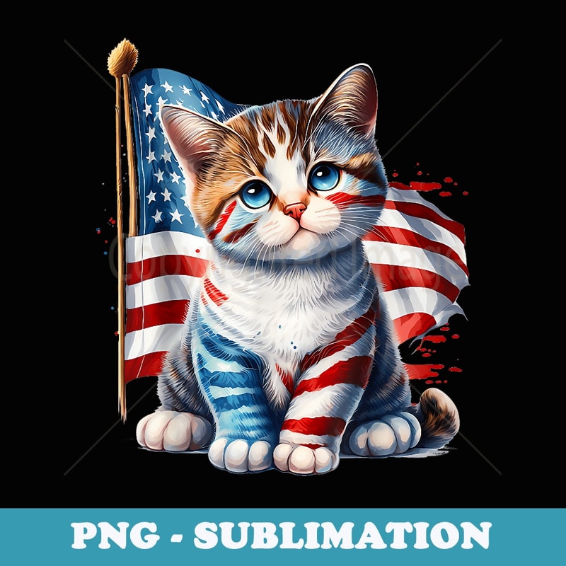 Memorial Day Cat Funny Kitten 4th of July patriotic usa flag - Creative Sublimation PNG Download