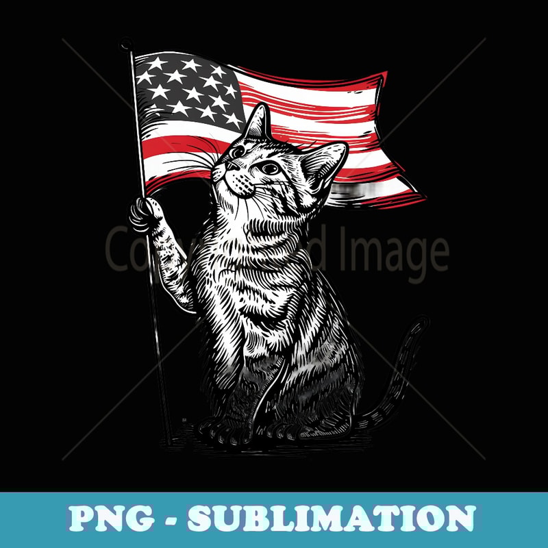 4th Of July Cat American Flag USA Fourth Of July Patriotic - Sublimation PNG File