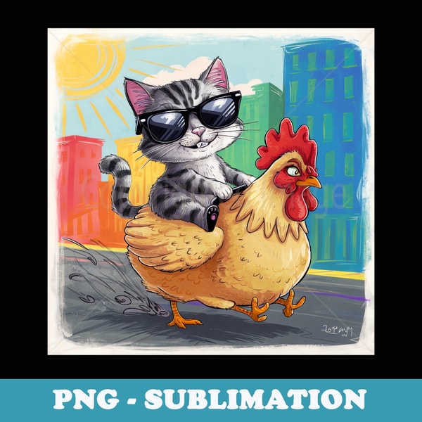 Funny Cat Riding Chicken Cat wearing sunglasses and Chicken | Inspire ...