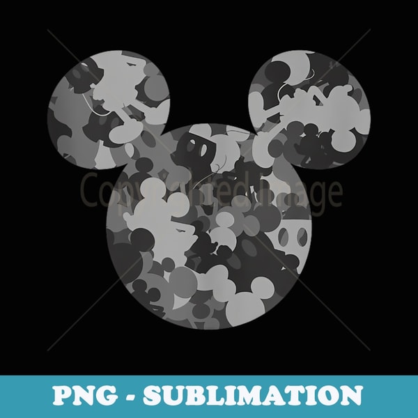 Disney Mickey Camo Gray - Instant PNG Sublimation Download