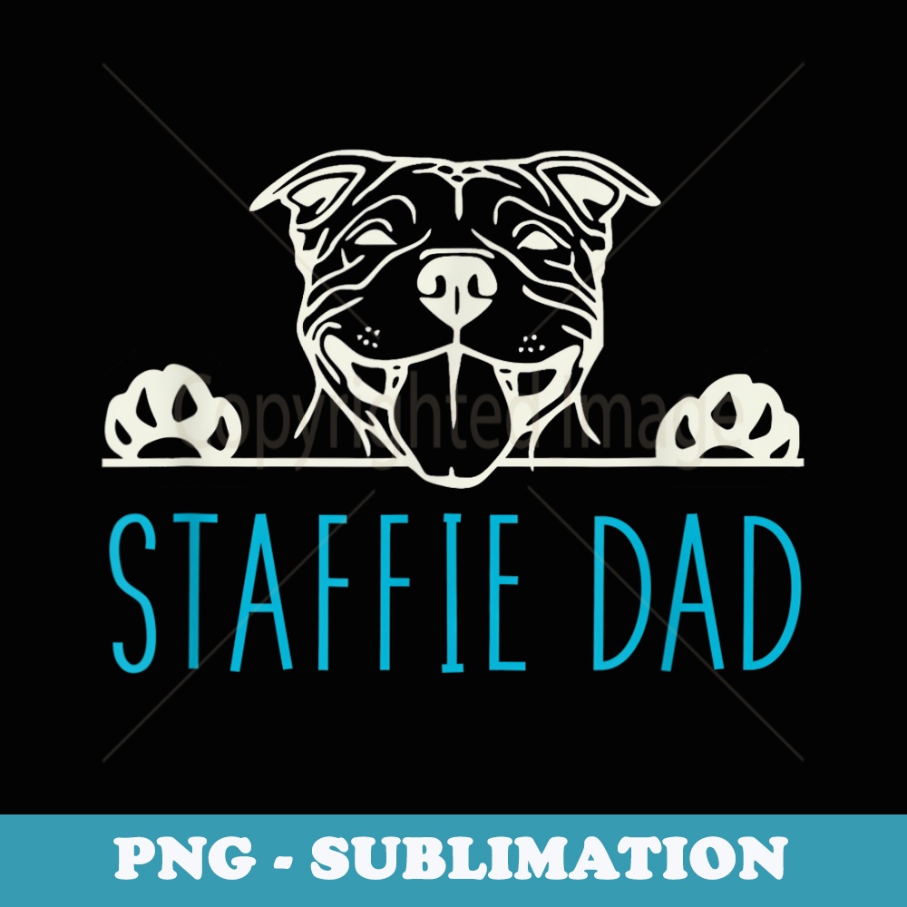 Staffie Dad with Staffordshire Bull Terrier Dog - Unique Sublimation PNG Download