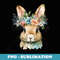 Easter Bunny Floral Flower Crown For Girls Spring - PNG Sublimation Digital Download