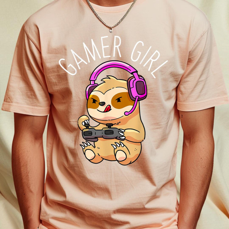 Gamer Girl Sloth Gaming Women Girls Gift T-Shirt 277_T-Shirt_File PNG.jpg