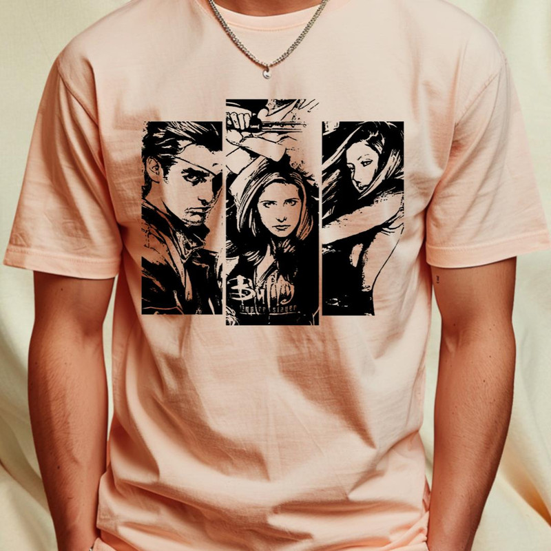 B&W BtVS Trio Classic T-Shirt 79_T-Shirt_File PNG.jpg