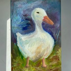 Goose Oil Painting Original Cute Art