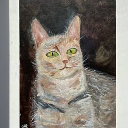 Cat Acrylic Painting Original Art Portrait