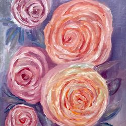 Rose Oil Painting Flowers Peonies Original Art
