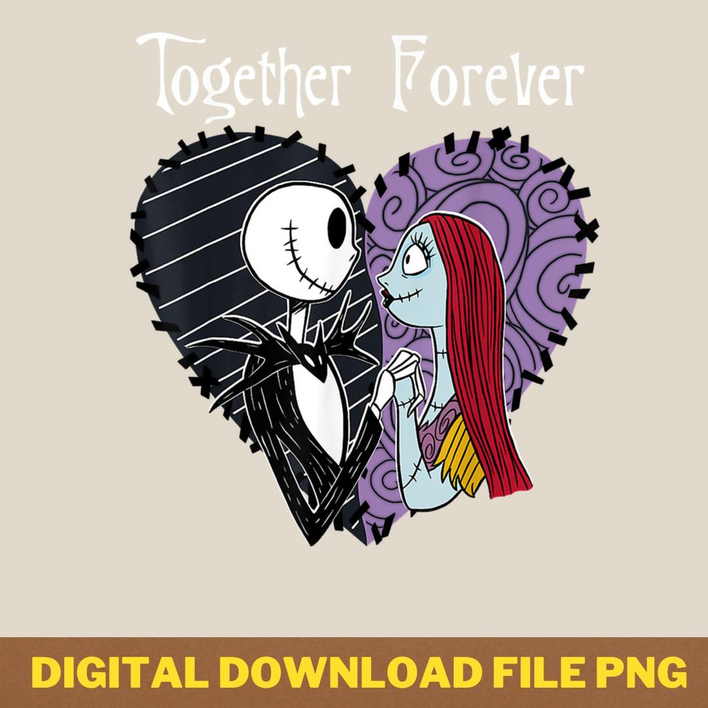 Disney The Nightmare Before Christmas Jack & Sally Together T-Shirt.png PNG, Jack Skellington PNG, Jack Skellington Digital Png Files_T-Shirt_File PNG.jpg