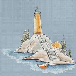 The Calm Lighthouse Cross Stitch Pattern PDF