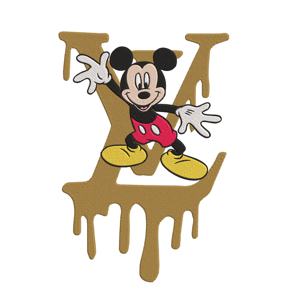 LV Dripping Logo Mickey Say Hi Embroidery Design File.png
