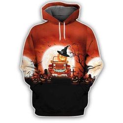 Jeep Scary Jeep Pumpkin Halloween Hoodie Design 3D Full Printed Sizes S - 5XL - NABW271