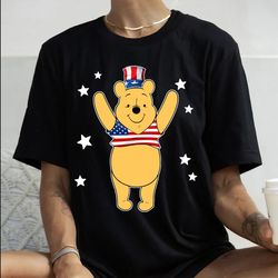 WinnieThePooh 4th Of July Independence Day Disney Character T-shirt Design 2D Full Printed Sizes S - 5XL NAVA6