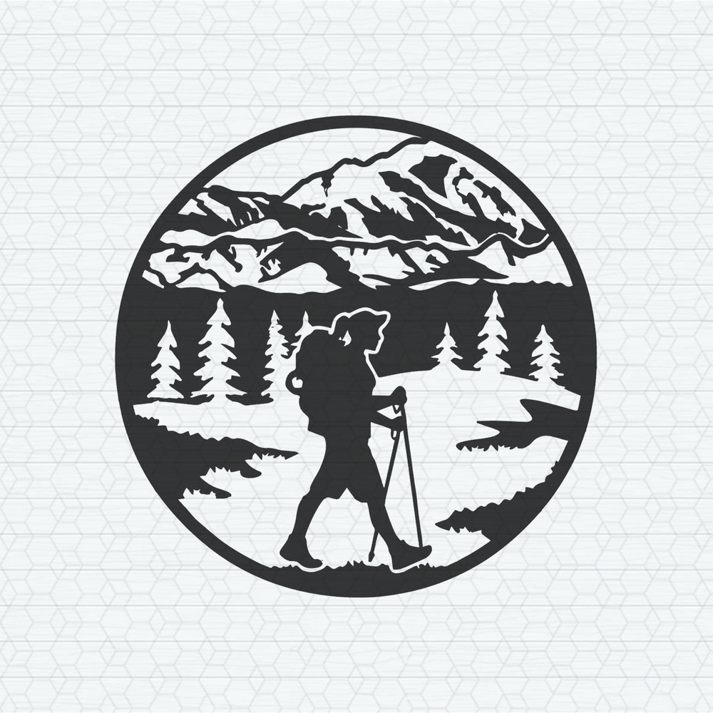 Mountain Scene Female Hiker SVG.jpeg