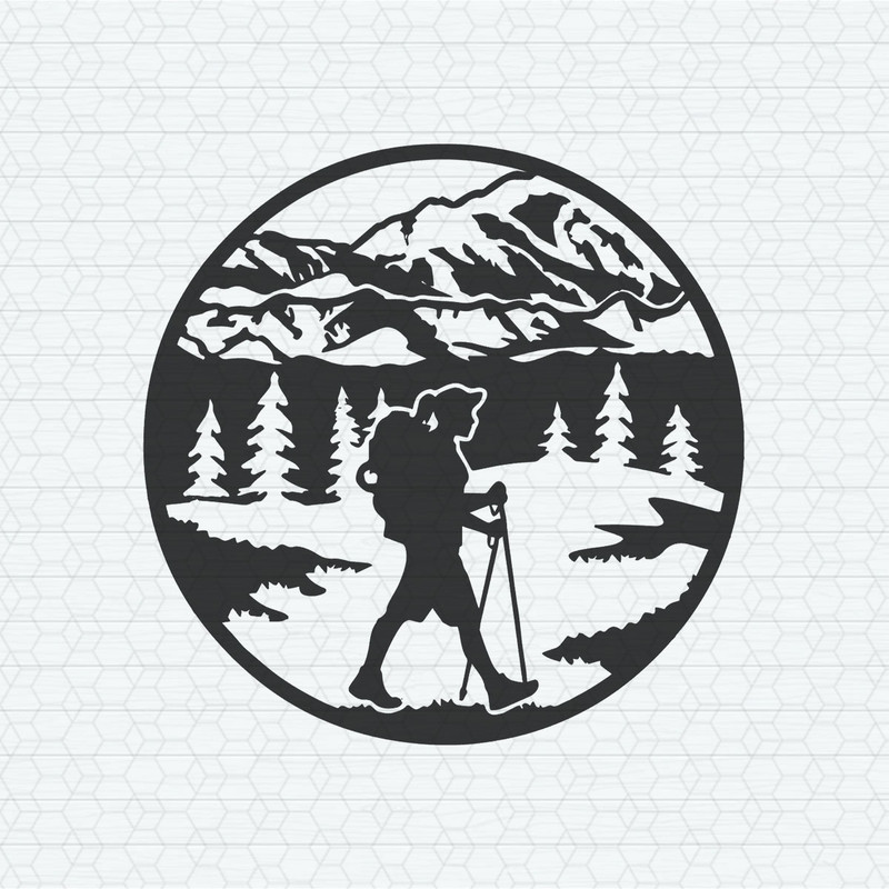 Mountain Scene Female Hiker SVG.jpeg