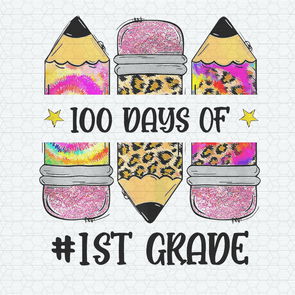 Retro 100 Days Of 1st Grade Pencil PNG.jpeg