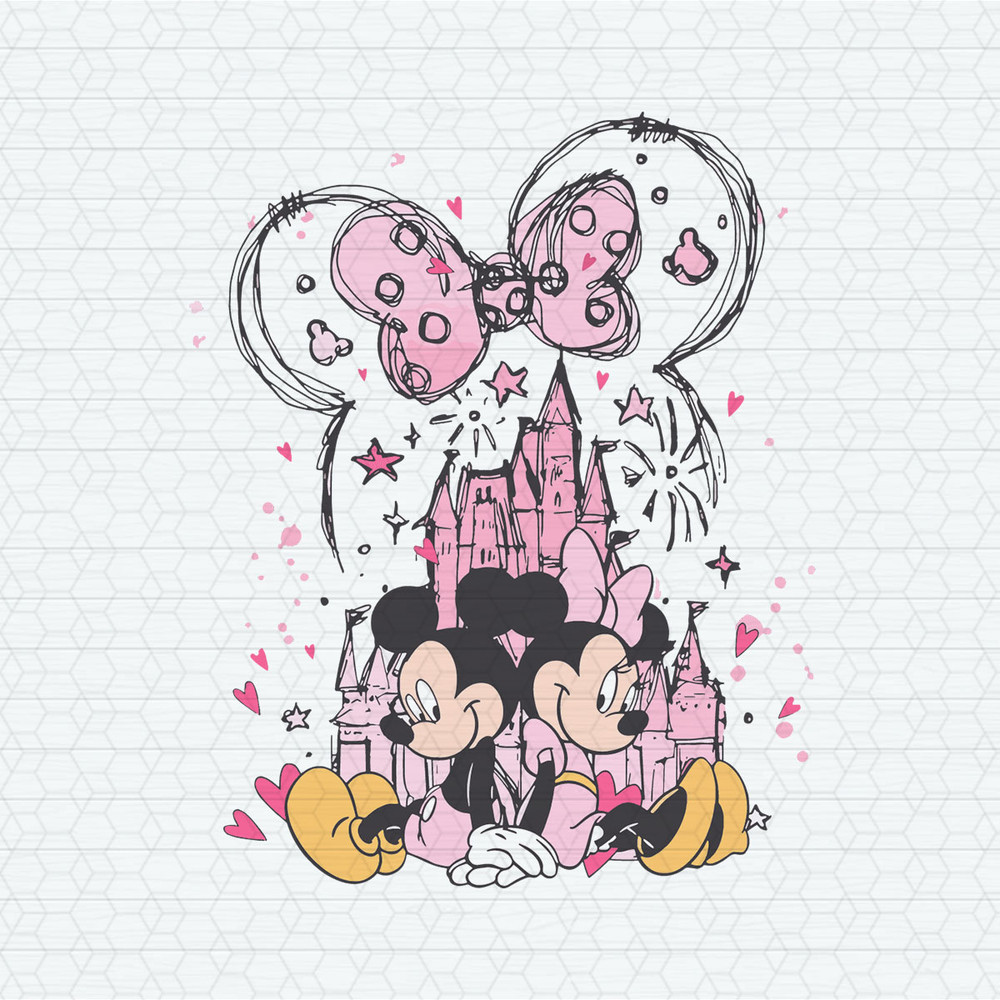 Vintage Valentines Day Mickey Minnie Castle PNG.jpeg