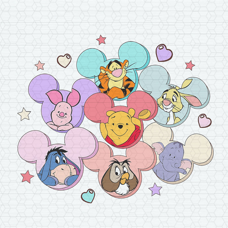 Vintage Winnie The Pooh And Friends Valentines Day PNG.jpeg