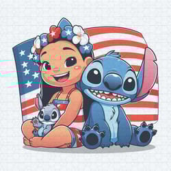 stich and lilo 4th of july us flag png