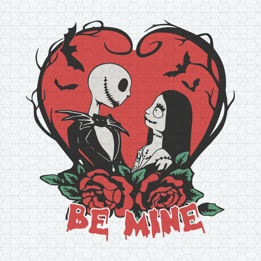 Jack And Sally Be Mine Floral Heart SVG.jpeg