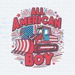 all american boy patriotic excavator svg