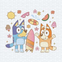 bluey summer surfboard vacation vibe svg