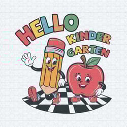 hello kindergarten pencil and apple friends svg