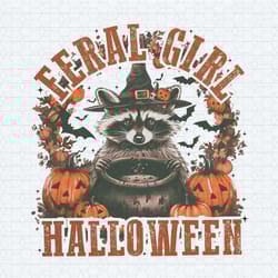 retro feral girl halloween pumpkin raccoon witch png