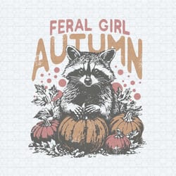 vintage feral girl autumn raccoon svg