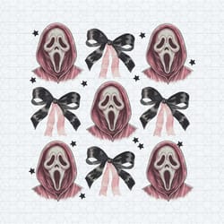 pink halloween coquette bow ghostface scream png