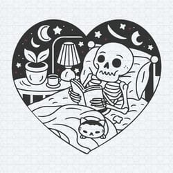 skeleton cat reading graphic gift for bookworms cat lover svg