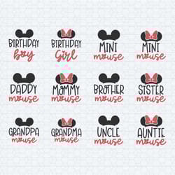 disney family birthday mickey minnie mouse svg bundle