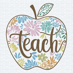retro teach floral teacherboho apple png school svg