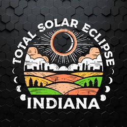 retro total solar eclipse indiana 2024 svg