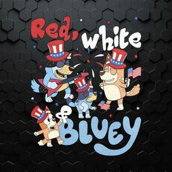 red white and bluey 4th of july party in the usa svg