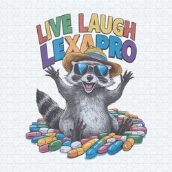 cute live laugh lexapro raccoon pills png