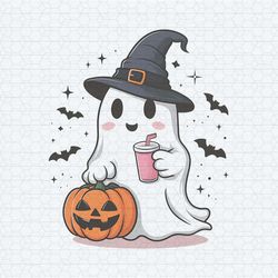 cute ghost halloween witch hat coffee bougie png