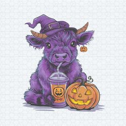 halloween highland cow cute witch spooky cute cow png