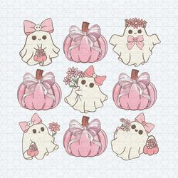 pink pumpkin ghost coquette bow png