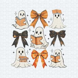 teacher halloween bow ghost reading png