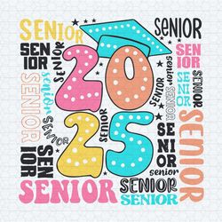 groovy senior 2025 graduation school vibes svg